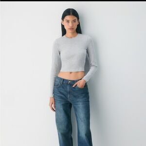 TNA Homestretch Grey Long Sleeve Ribbed Long Sleeve XS